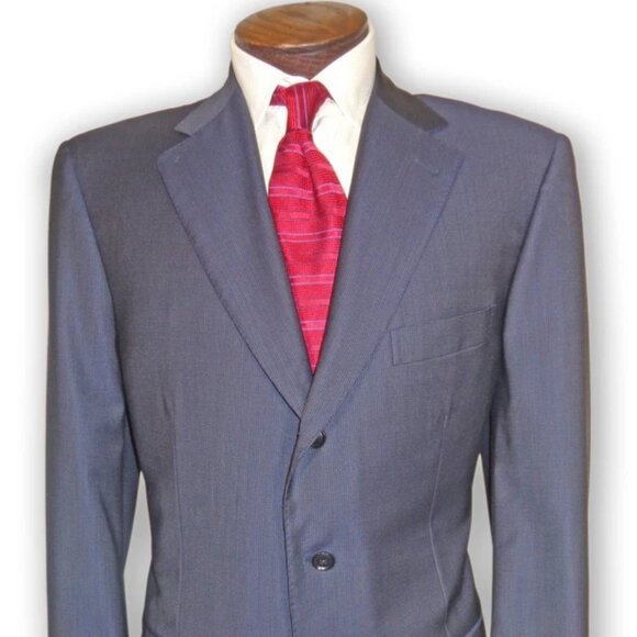Pal Zileri 44L Sport Coat Blazer Dark Navy Gray Wool Italy Classic Mens - Picture 1 of 7